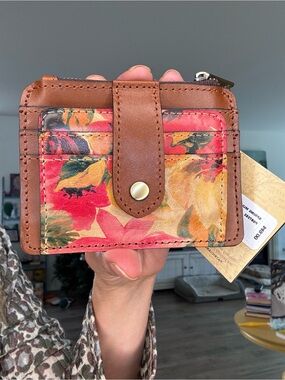 Patricia Nash Cassis ID Small Printed Leather Wallet in the floral pattern